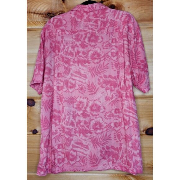 Ocean & Coast Shirt Mens Large Tropical Print Camp Wooden Button Travel - Picture 8 of 16